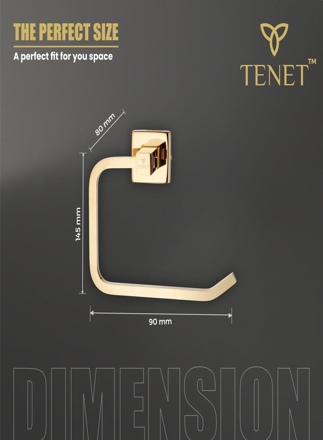TENET Towel Ring | Hand Towel Holder | Washbasin Napkin Stand | Towel Hanger | Napkin Loop Wall Mounted Bathroom Accessory (Gold, Pack of 1) | 1 Year Warranty - Image 3